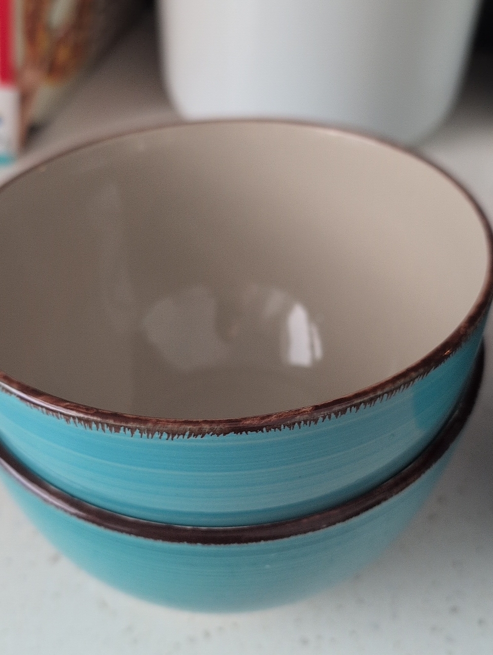 Royal Norfolk Turquoise Ceramic Bowl with Cream Interior Set Of 4 - Picture 2 of 5